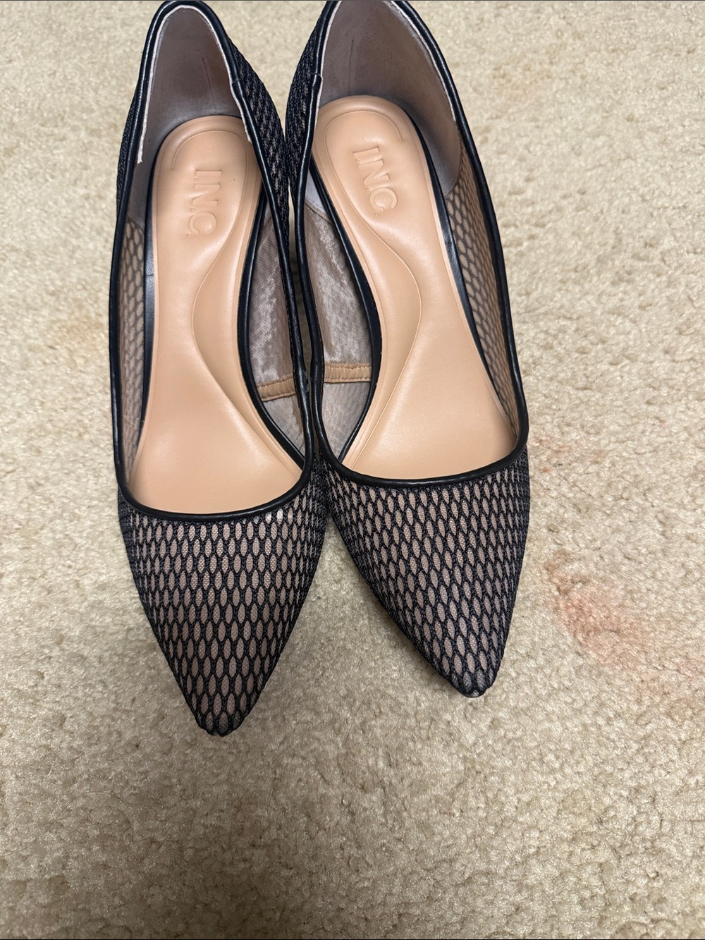 INC International Concepts Black Mesh Pointed Toe Pumps